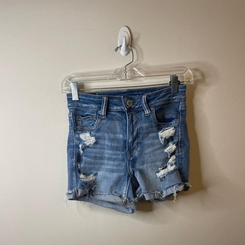 American Eagle Ne(x)t Level Stretch Hi-Rise Shortie Distressed